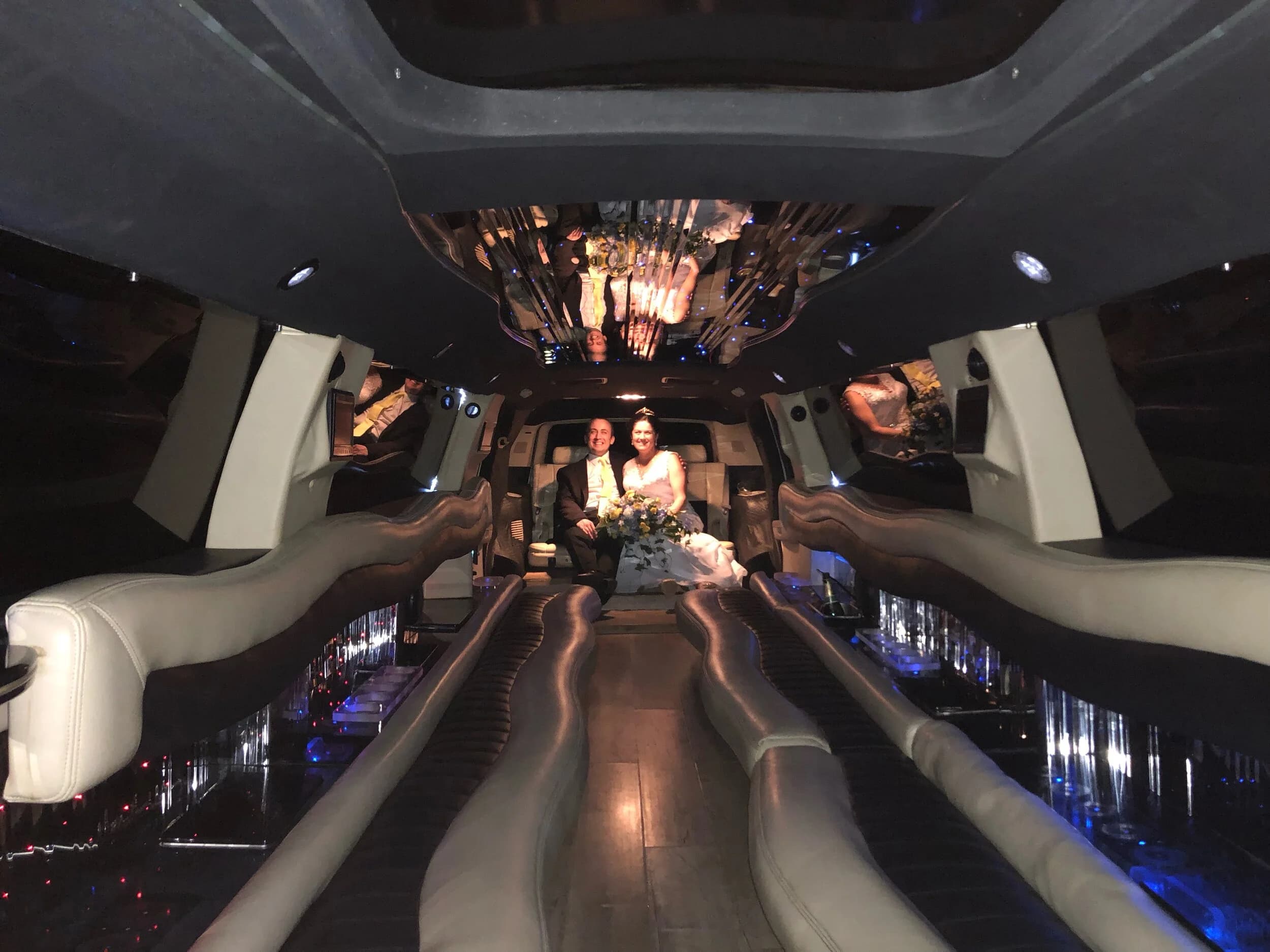 Interior of Cadillac Escalade stretch limo