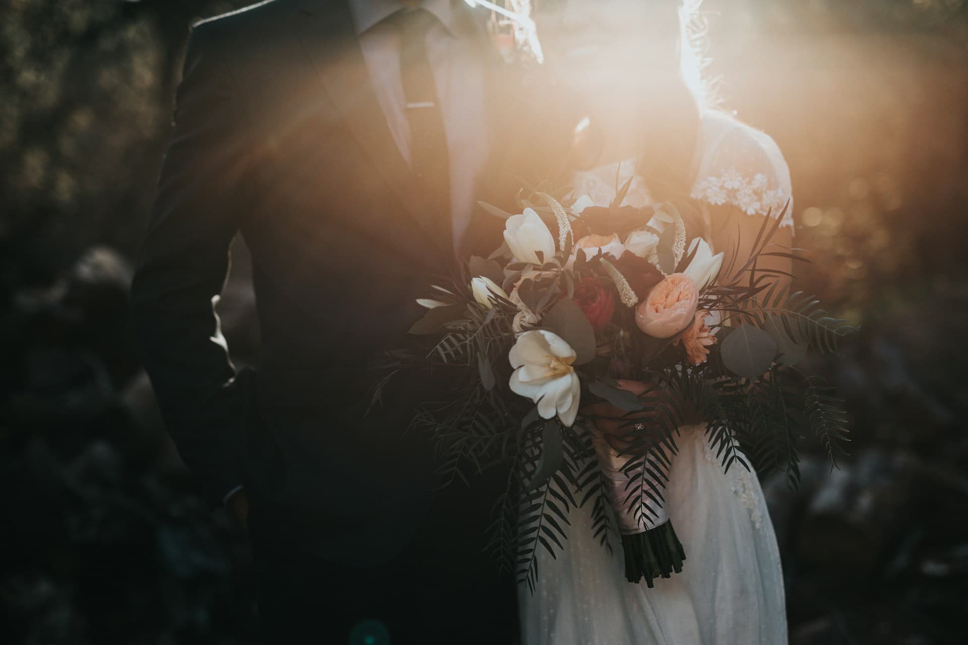 Bride and groom on their wedding day